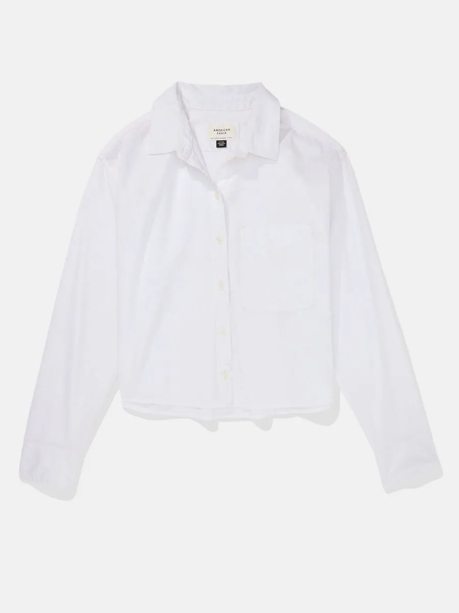 AMERICAN EAGLE WOMEN 5396 CORE ST HEM CROPPED PREP 100 WHITE