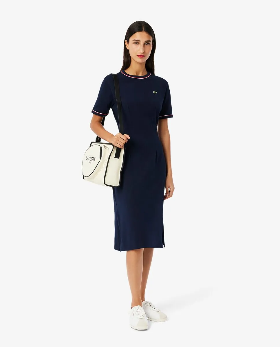 LACOSTE Trim Accent Jersey T-Shirt Dress Blue