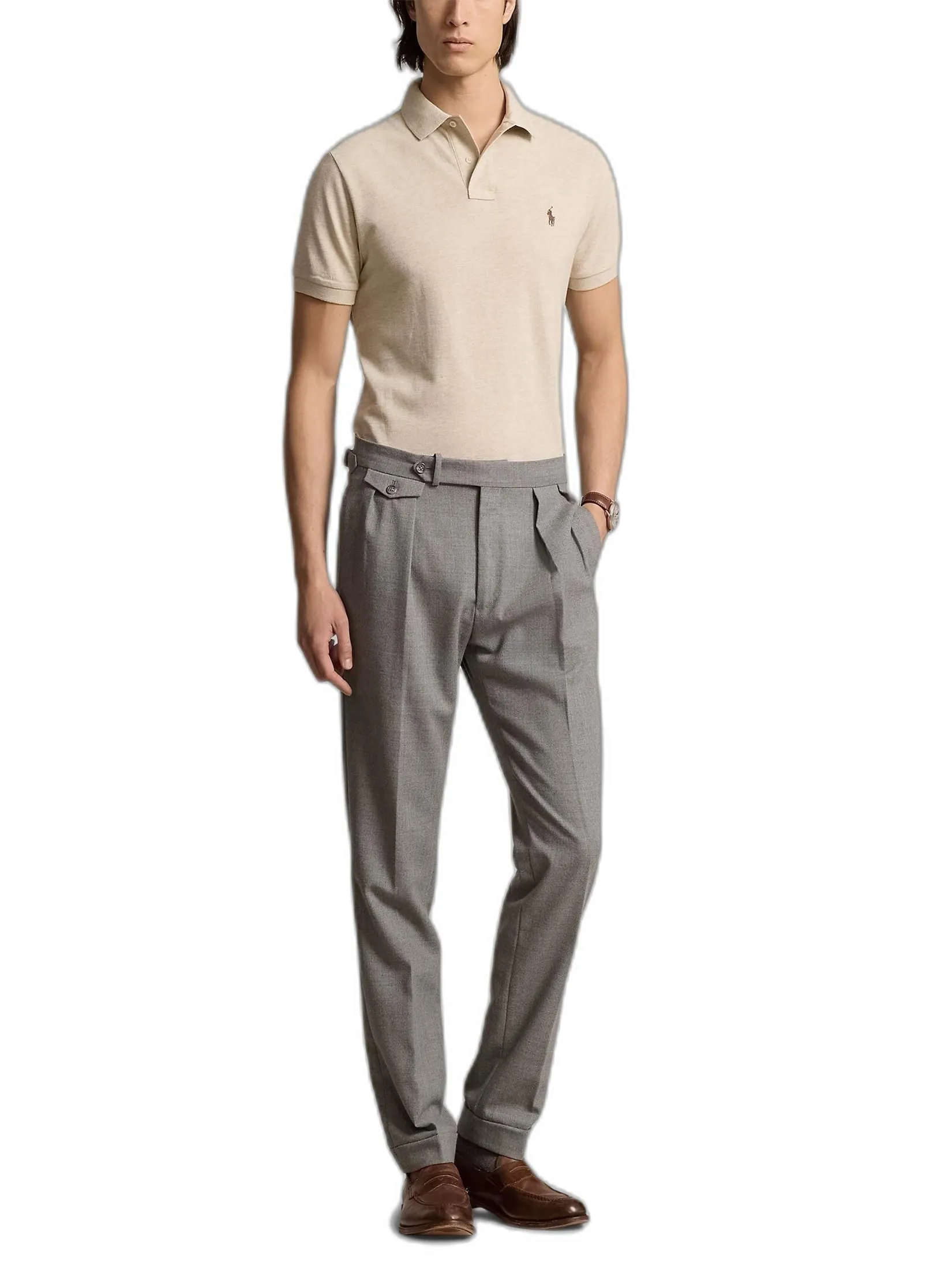 POLO RALPH LAUREN Men Polo-Custom Slim Fit Mesh Polo Shirt MNPOKNI1N822557-Grey