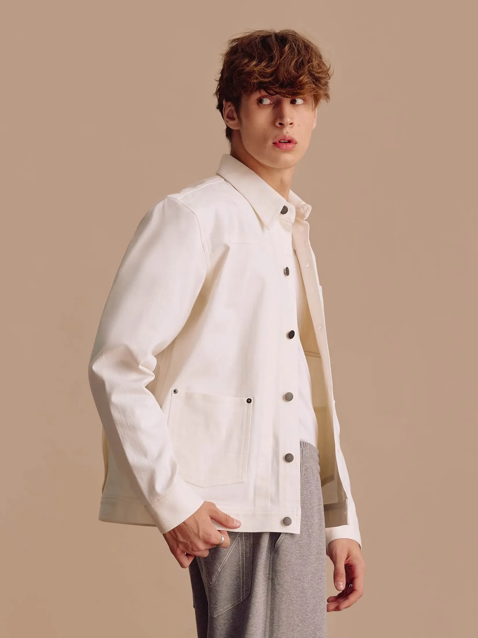 MOO [MOO 2/25] Denim Cropped Jacket White