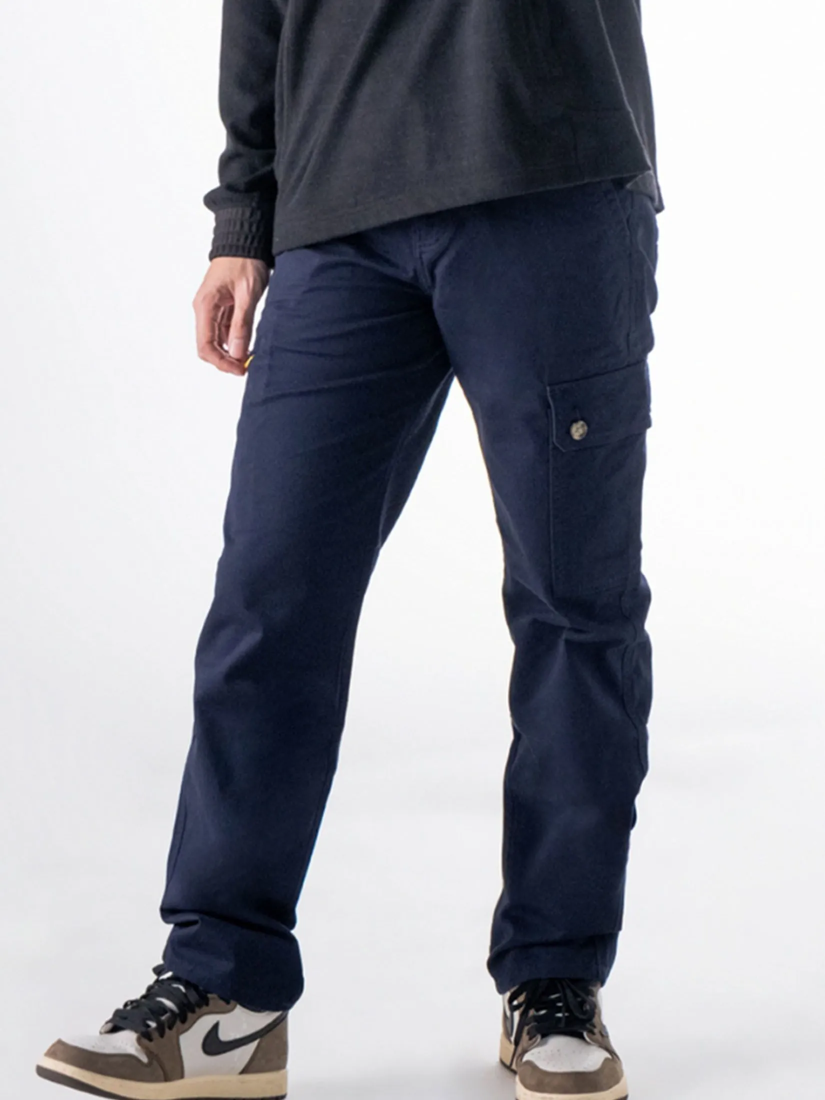 ERA-WON Men's Cargo trousers skinny crop fit Navy Blue