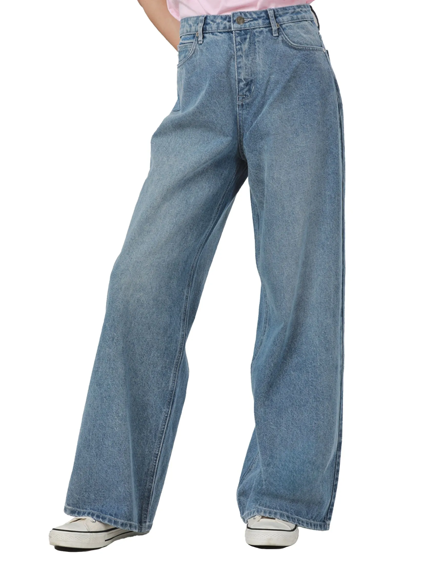 LEE Women's Jeans Lee Pink Collection High Wide Leg Fit Light Indigo
