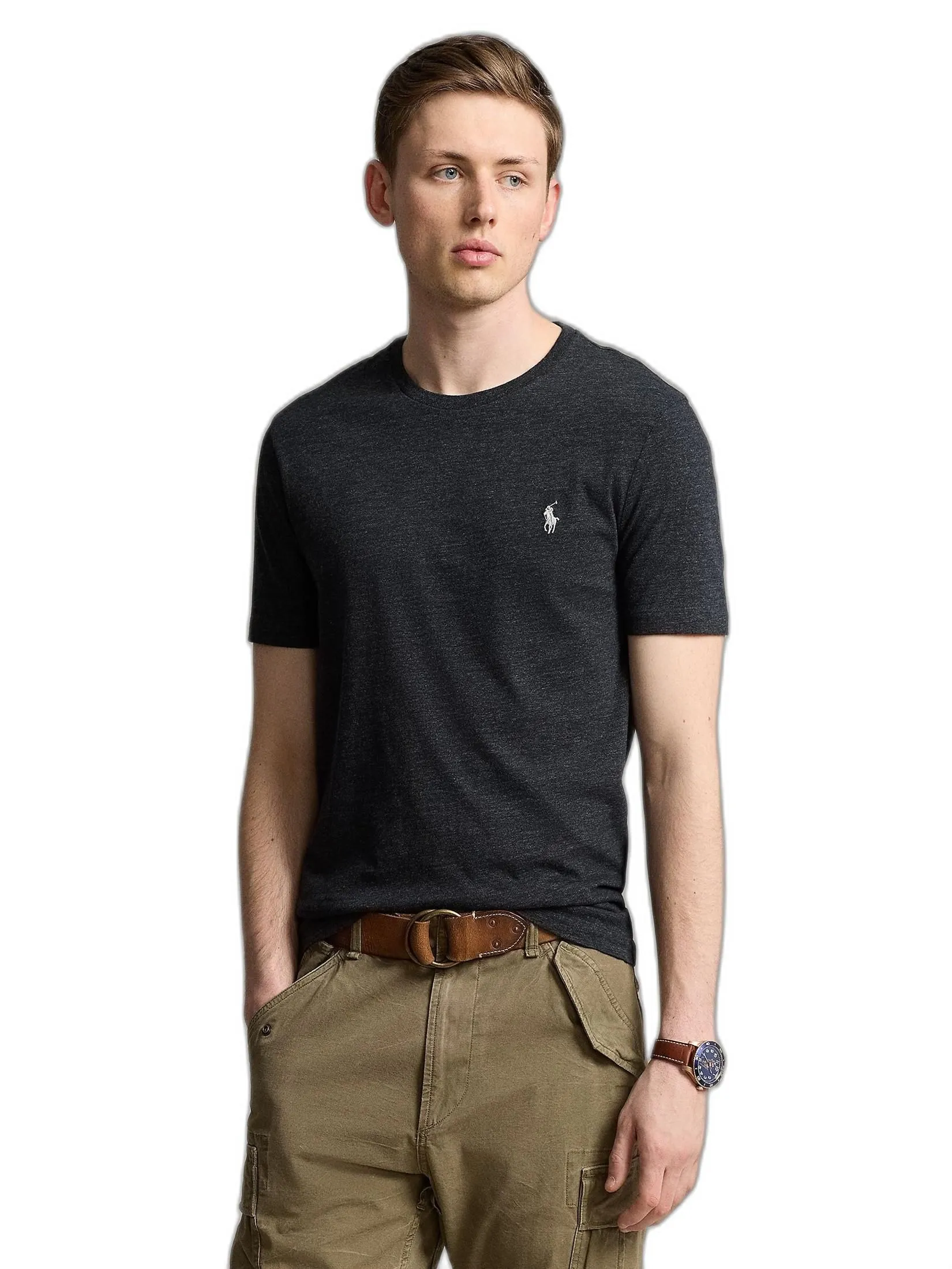 POLO RALPH LAUREN Custom Slim Fit Jersey Crewneck T-Shirt  MNPOTSH1N820684  001 BLACK