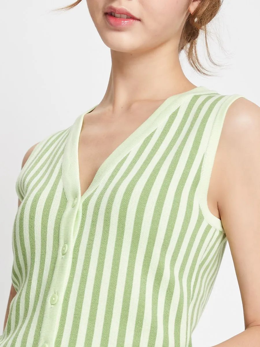 LOLITA Women Vest Sleeveless Printed Stripes