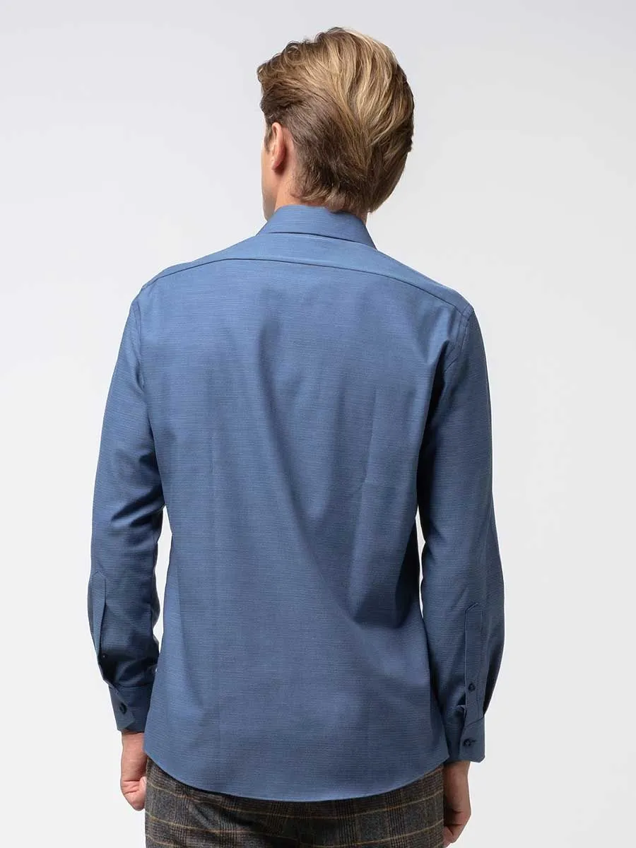 OLYMP MEN SHIRT LONG SLEEVES MODERN FIT  BLUE EASY IRON