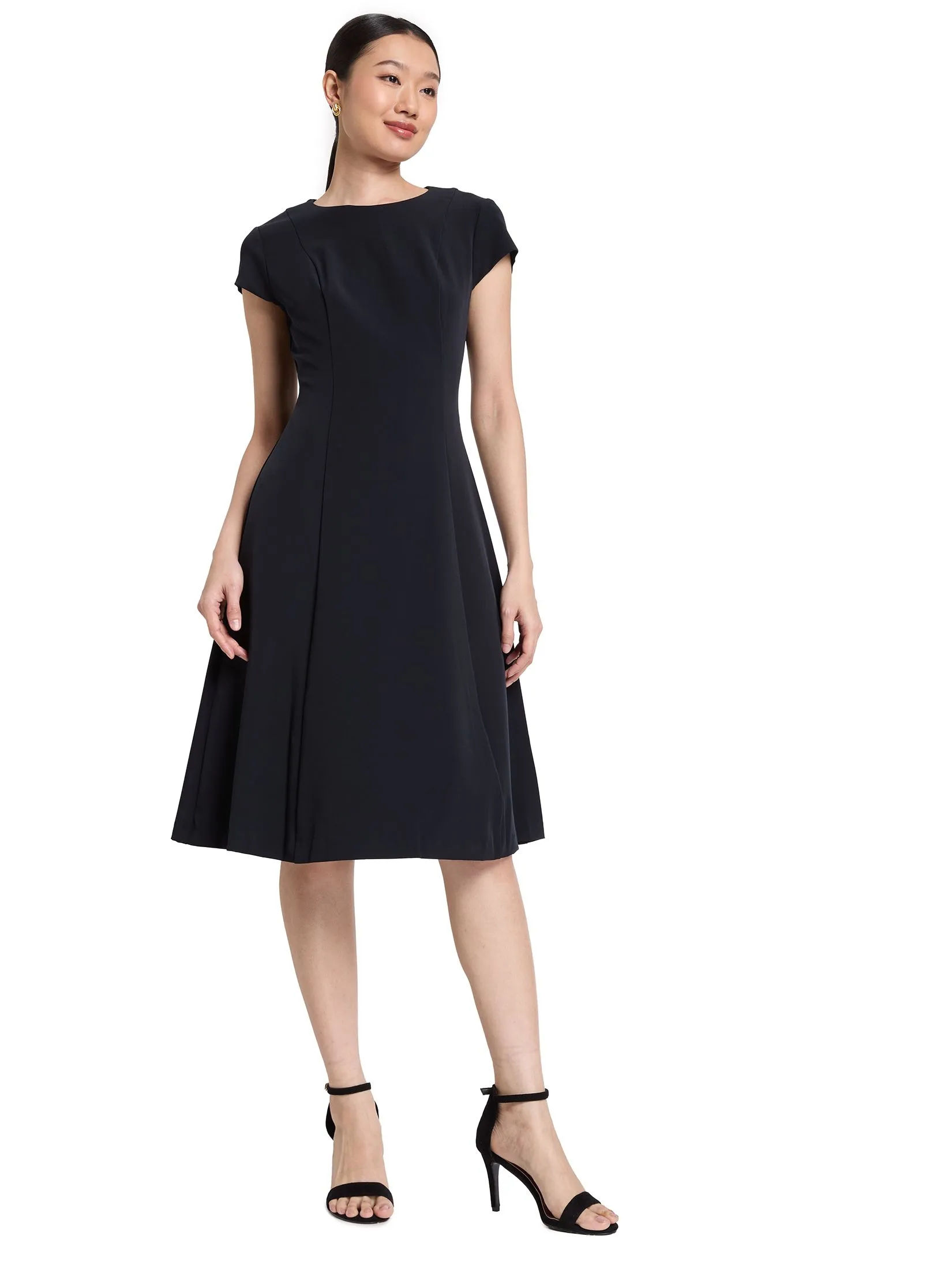 EXPRESSIONS Women Dress Cap Sleeves With Front Stitch Detail