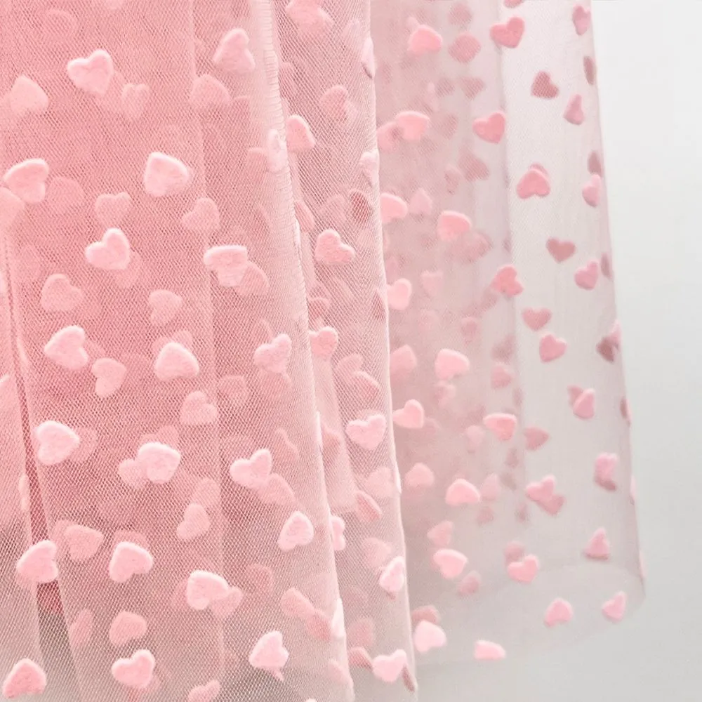 ICONIC PINK HEARTS VELVET SKIRT