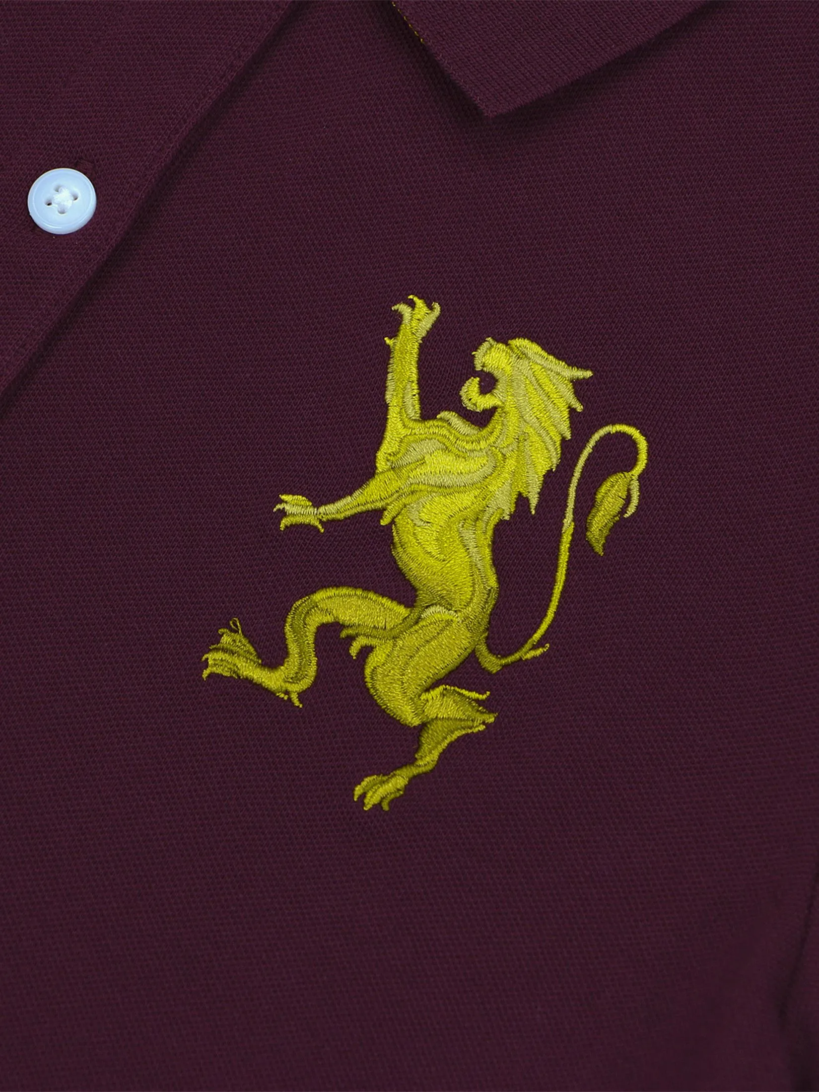 GIORDANO Women's Slim Pique Embroidery Bold Polo (3D Lion)  Burgundy Red