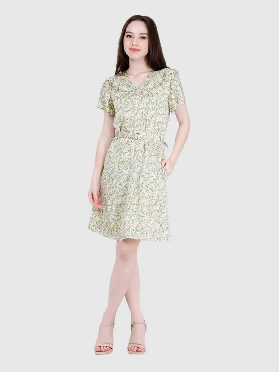 AMILA Women Dress Vintage Yellow