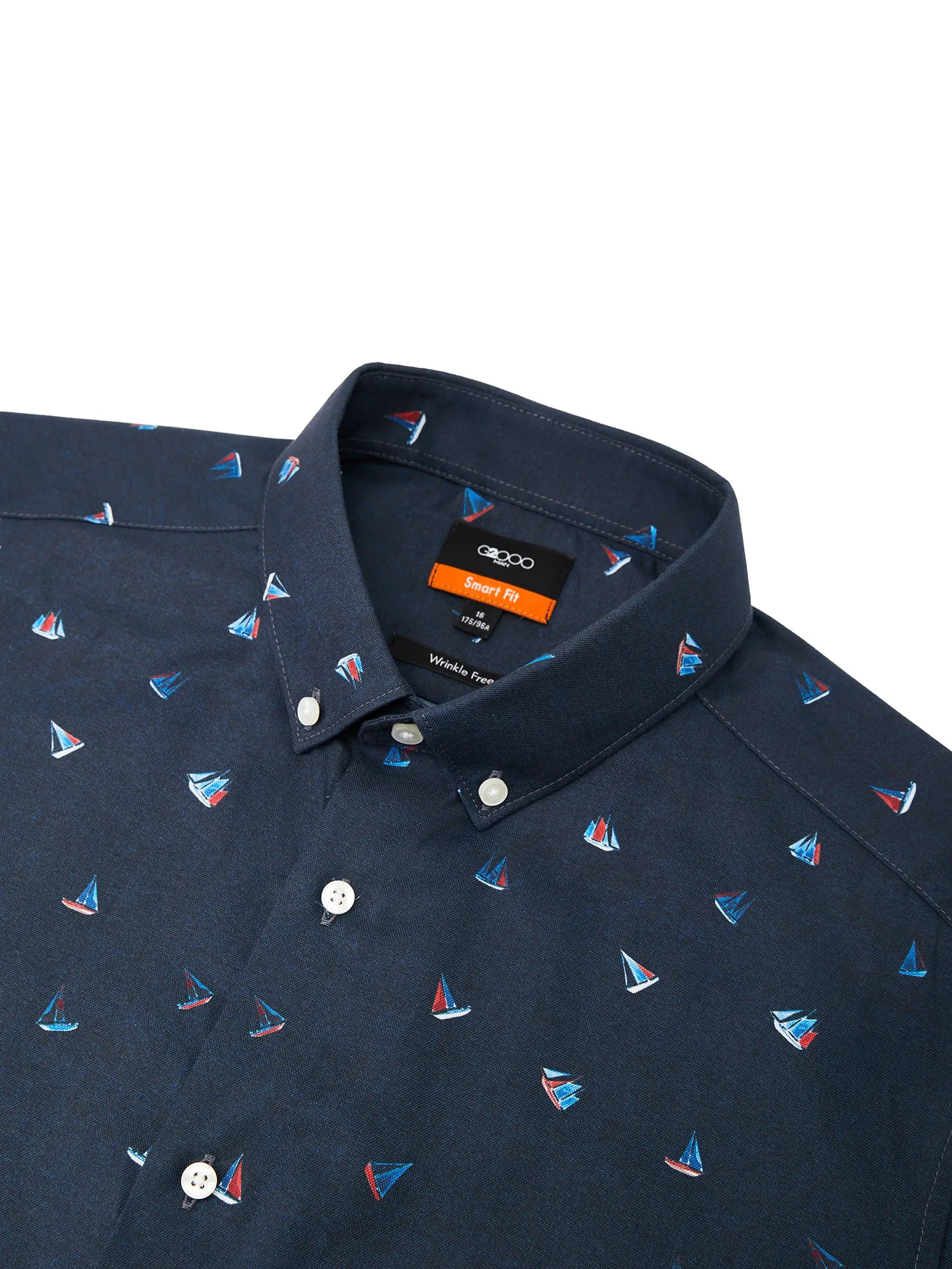 G2000 Men Clothing Cotton Digital Print Oxford Short Sleeve Casual Shirt  Smart Fit - Navy