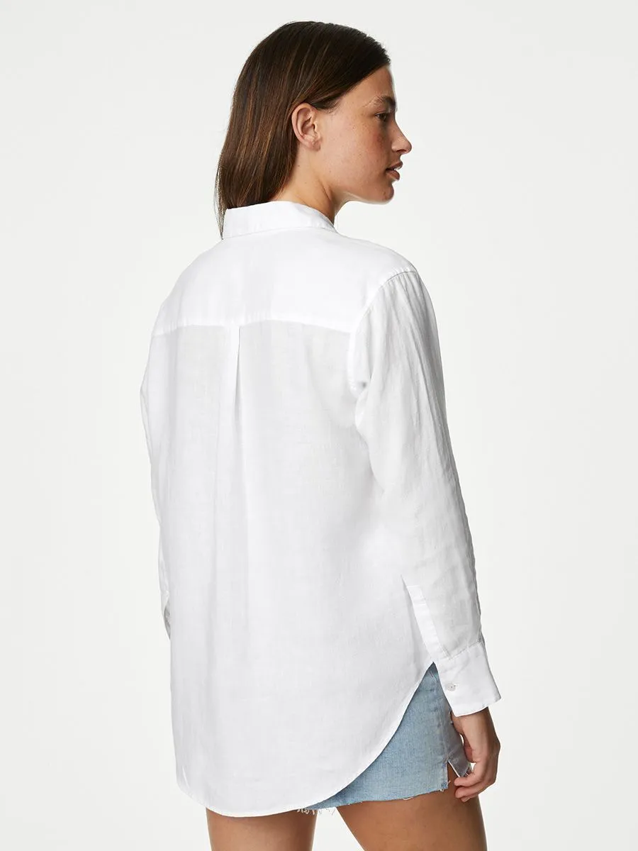 MARKS & SPENCER Women Shirt Relaxed Pure Linen White