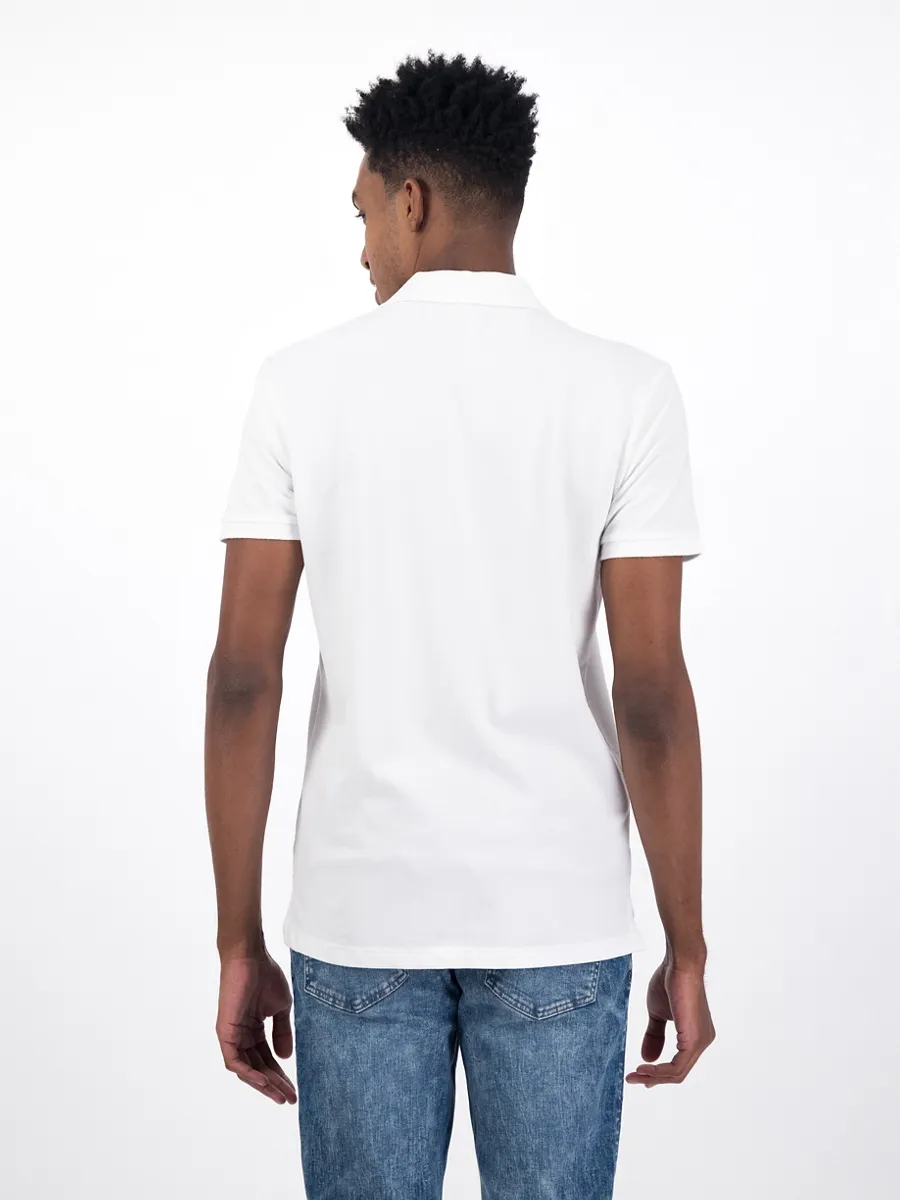 AMERICAN EAGLE MEN P - STANDARD FIT COTTON/FLEX POLO -INTL 100 WHITE