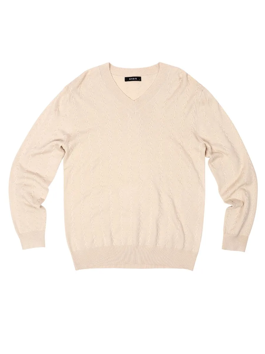 OASIS Men's Long Sleeve Sweater Beige
