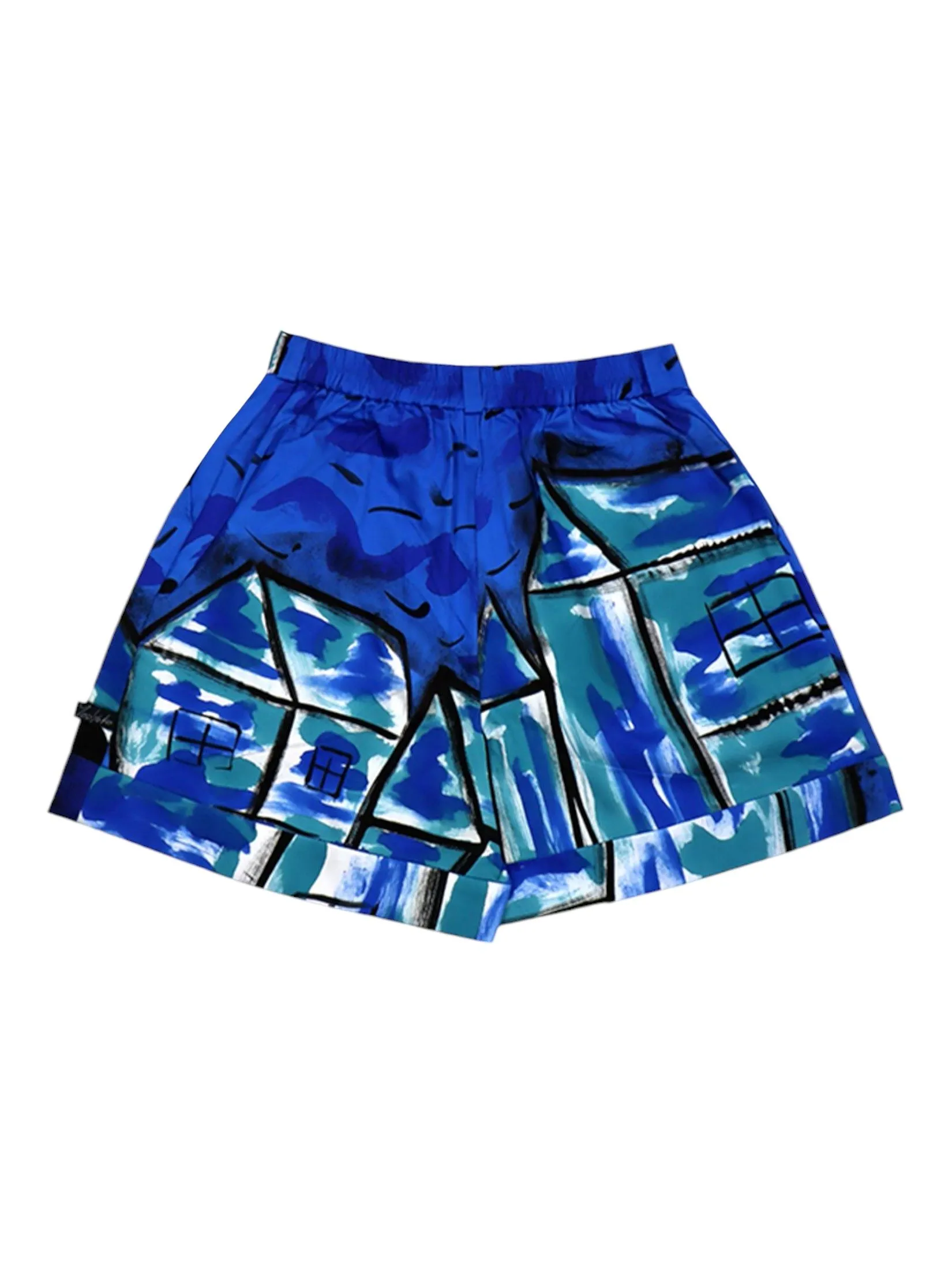 YODYOKO Woman Short Pants With Zipper - Blue : Man with Violin