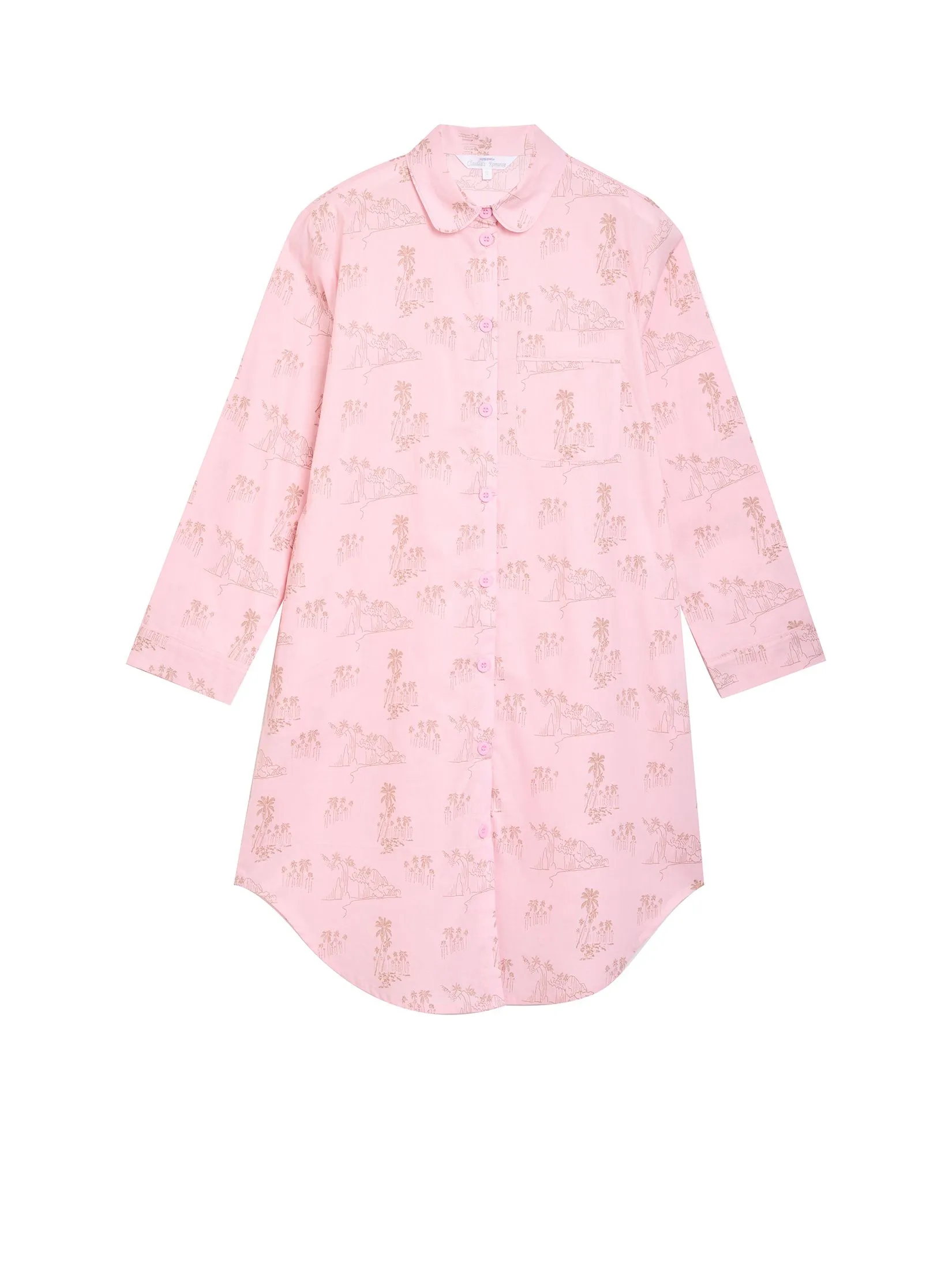 CLAUDIA'S ROMANCE Women Pyjamas Dress Long Sleeves Collar Neck Pink