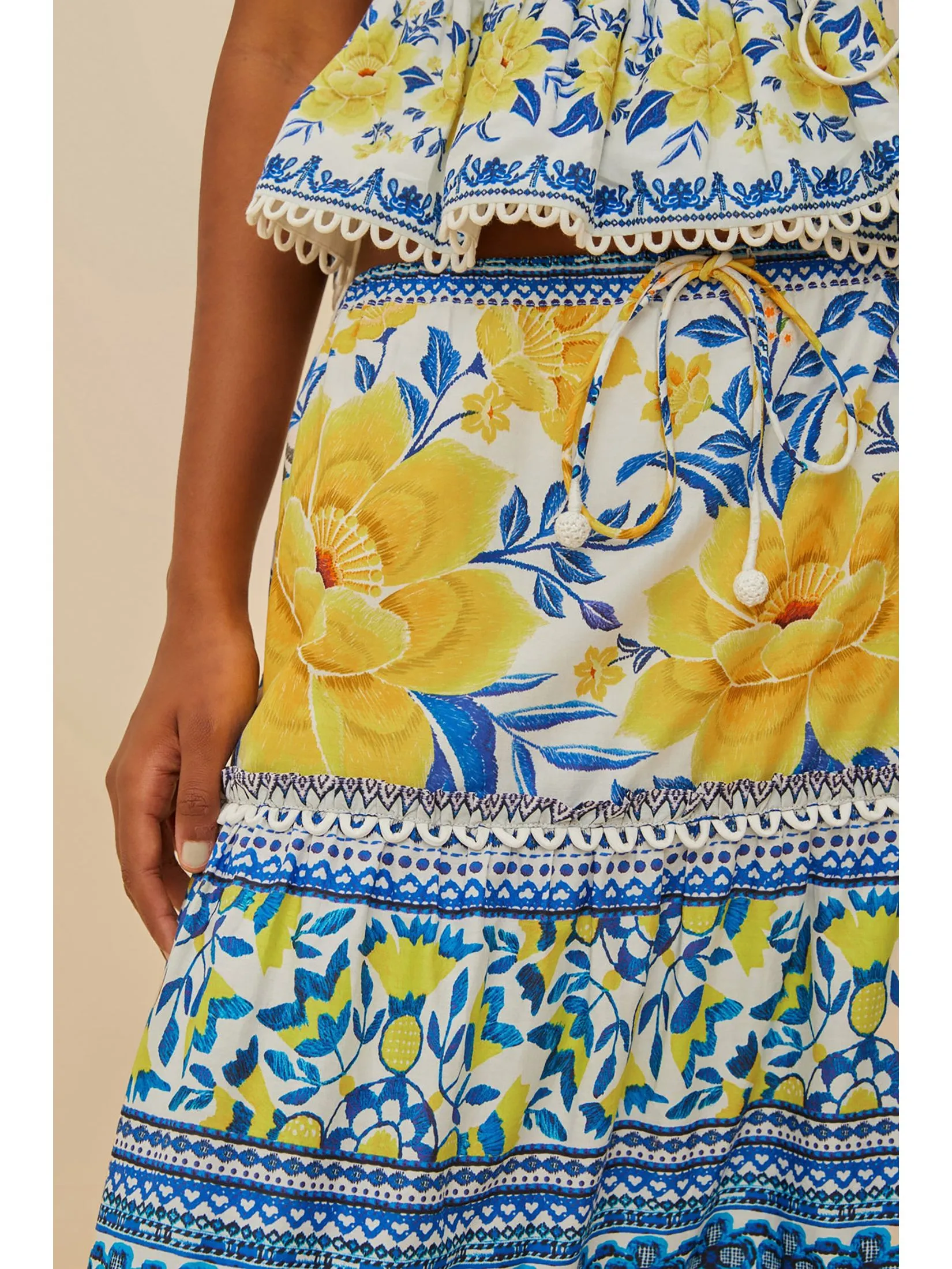 FARM RIO Women Maxi Skirt Zuli Low Rise Off White