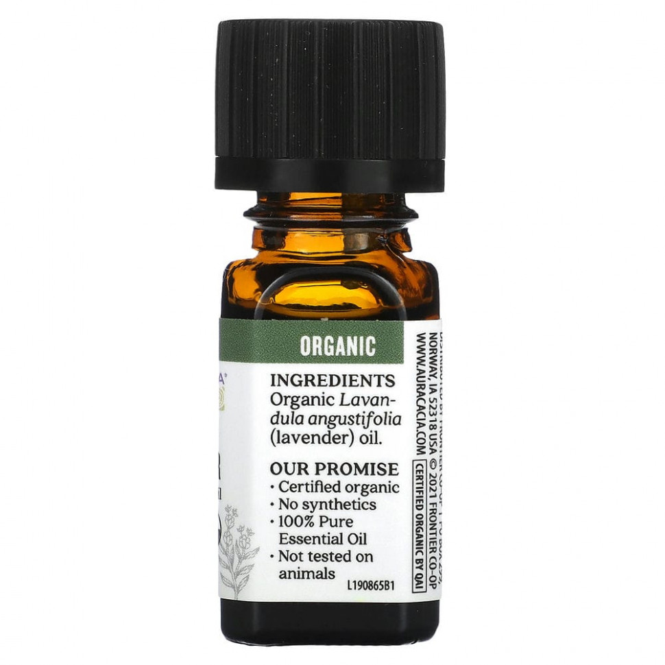 Aura Cacia, Чистое эфирное масло, органическая французская лаванда 7,4 мл (0,25 жидкой унции)