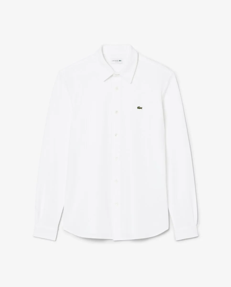LACOSTE Slim Fit Petit Piqu  Shirt White