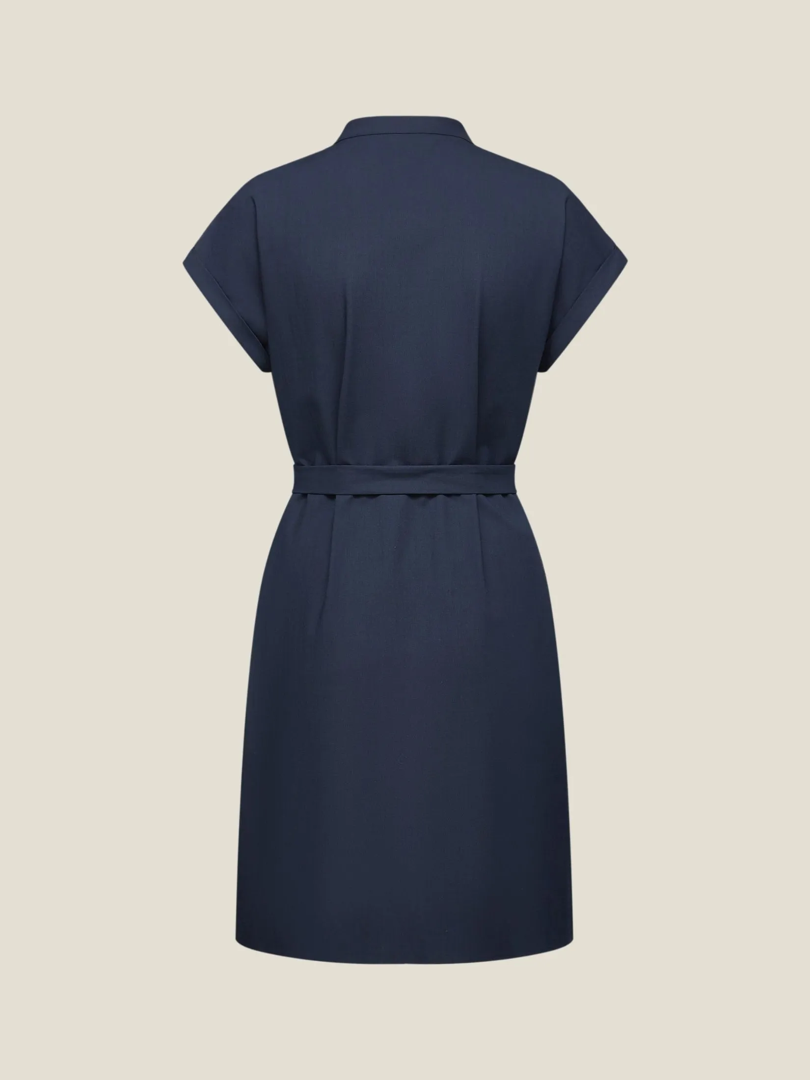 G2000 Women Clothing Stand Collar Shirt Dress Shift Shape - Navy