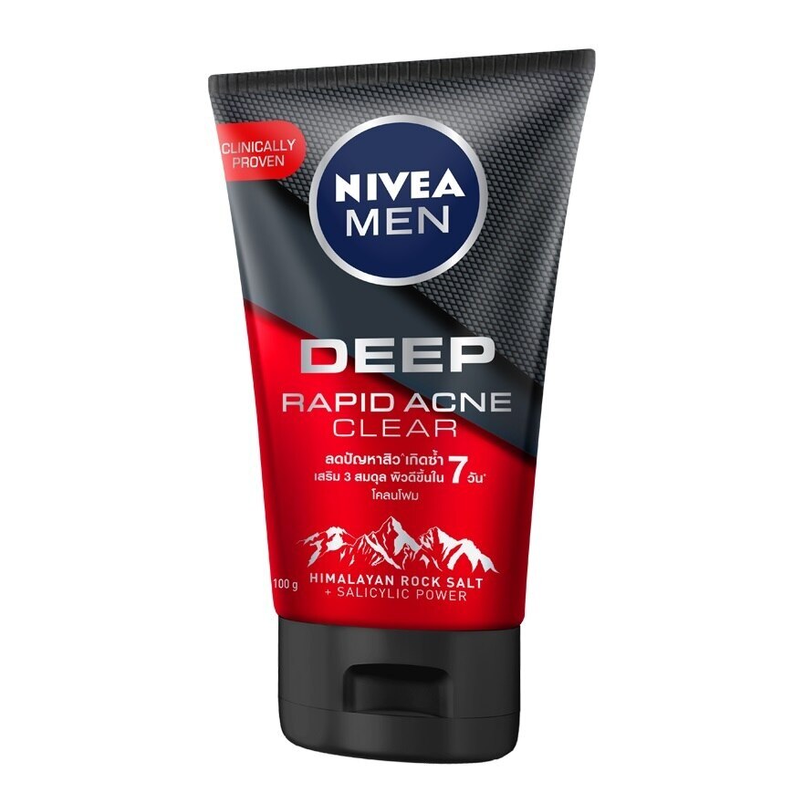 Nivea Men Mud Foam Deep Rapid Acne 100 G. ผู้ชาย โฟม สครับ ล้างหน้า
