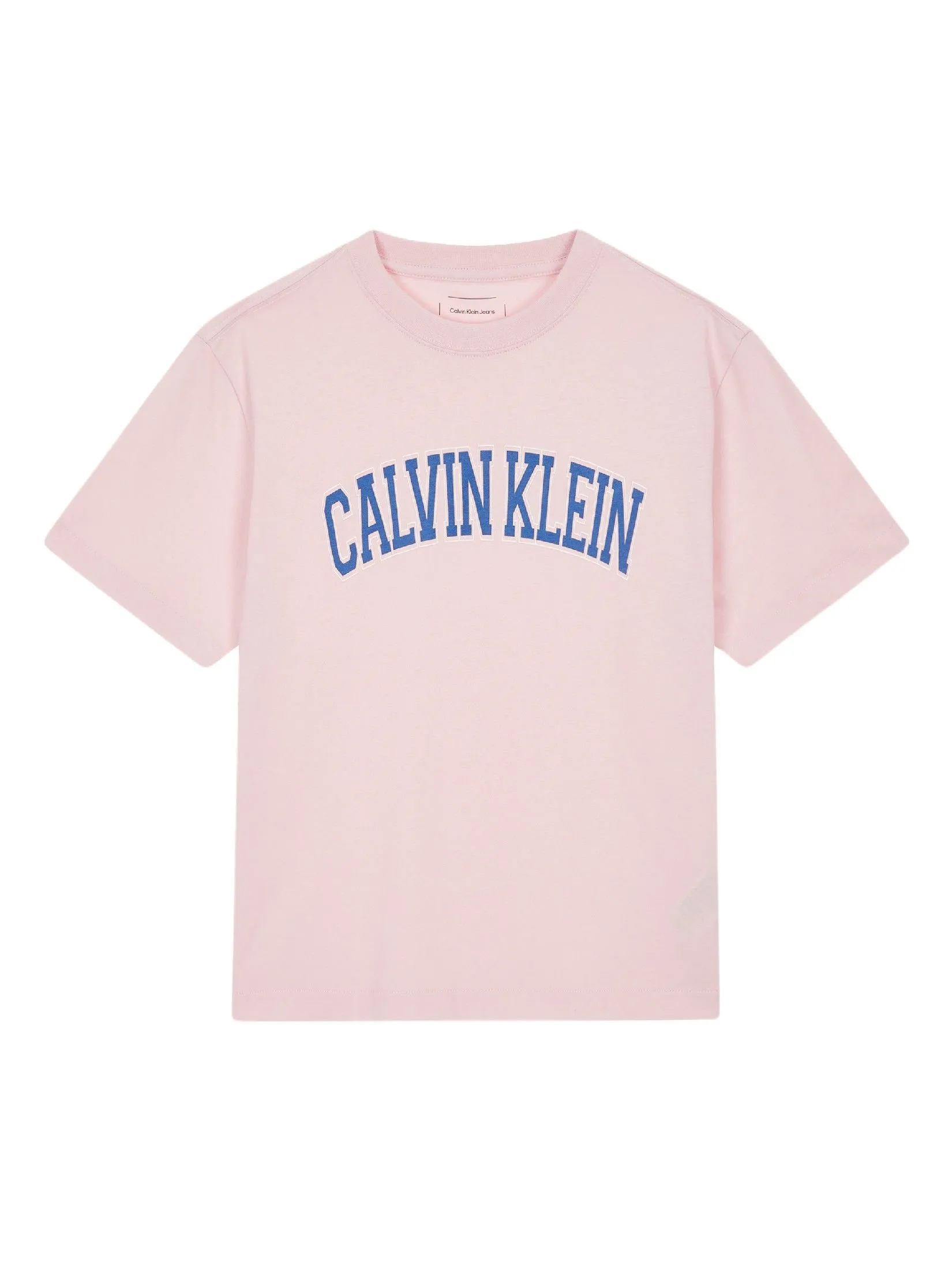 CALVIN KLEIN Women's Boxy Calvin Klein Varsity Short Sleeve T-Shirt Pink