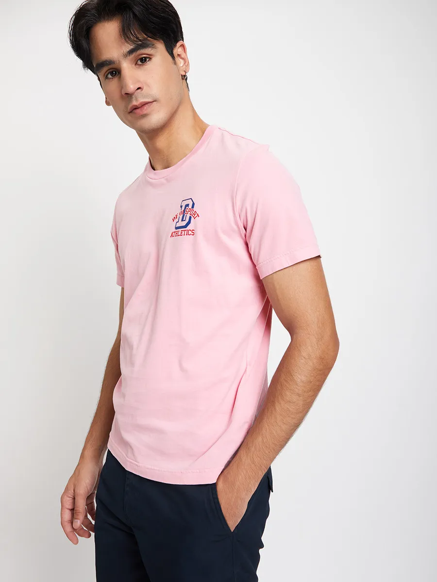 DEFRY 01 Men T-Shirt Short Sleeves Round Neck Printed Pink Size - XL