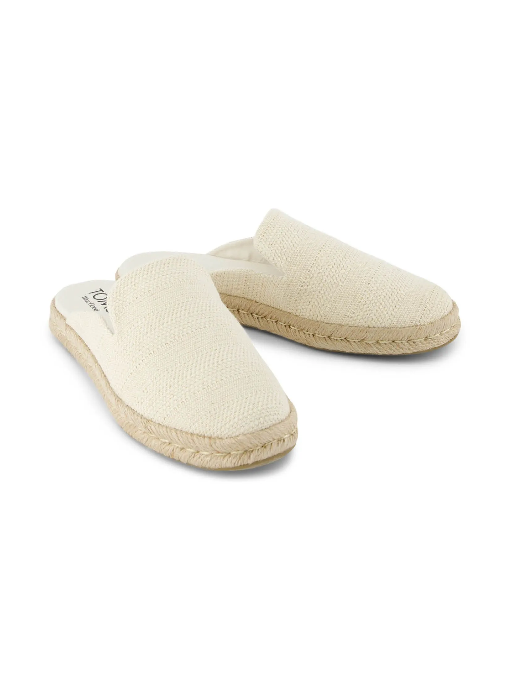 TOMS Women Shoe Slip On Santiago Mule Natural Undyed Metallic Linen Stripe