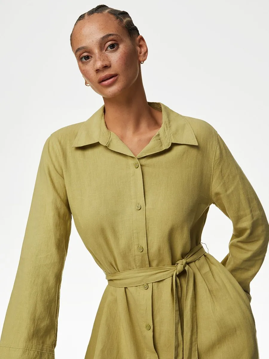 MARKS & SPENCER Women Maxi Dress Relaxed Linen Rich Onyx