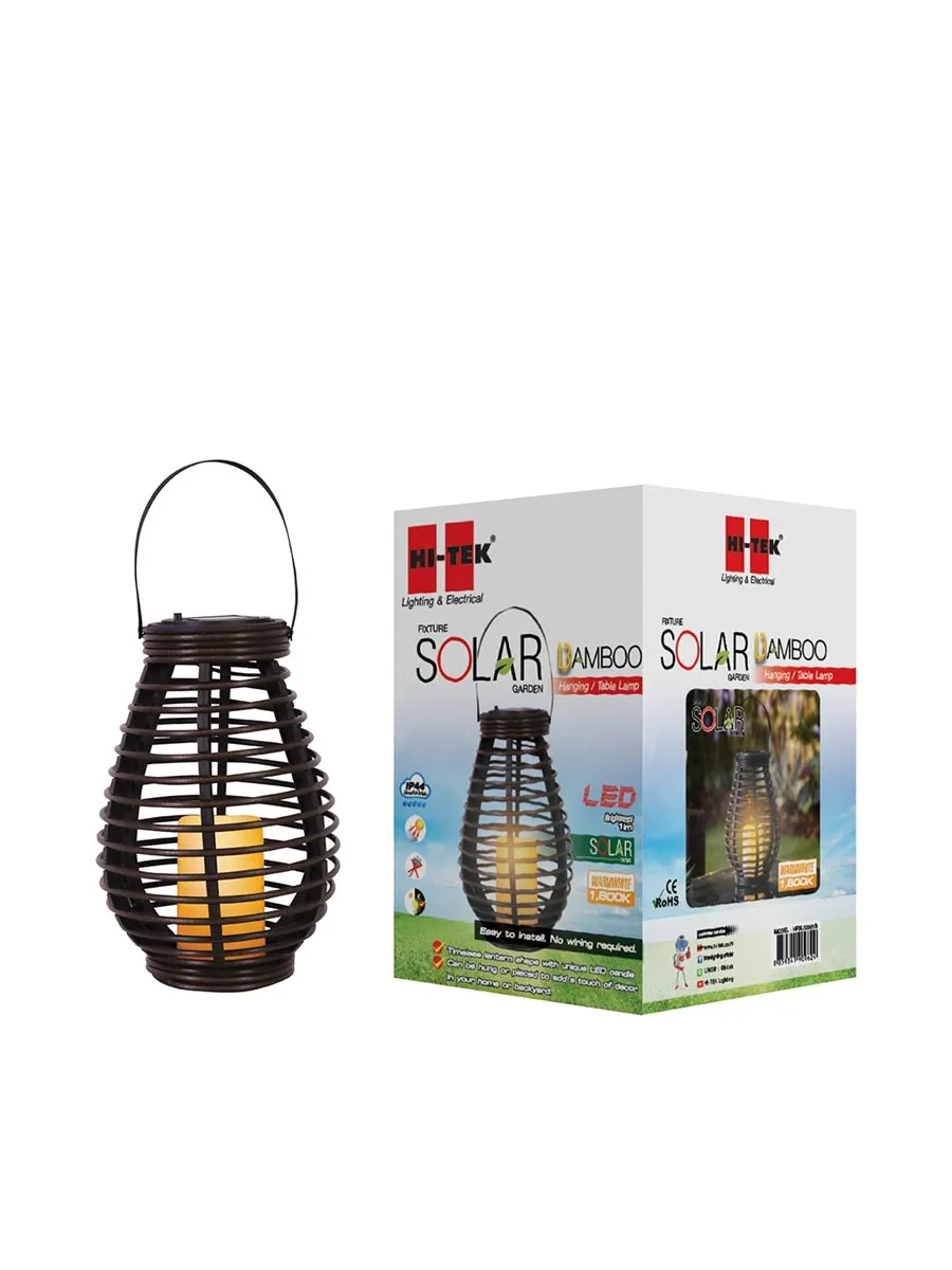HITEK (PRE-ORDER) SOLAR LANTERN LIGHT FIXTURE BAMBOO HI-TEK HFSL02001B