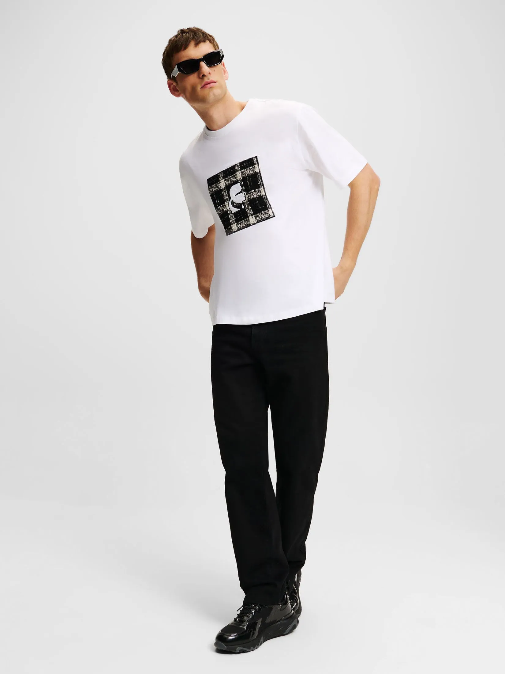 KARL LAGERFELD SEASONAL BOUCLE T-SHIRT WHITE