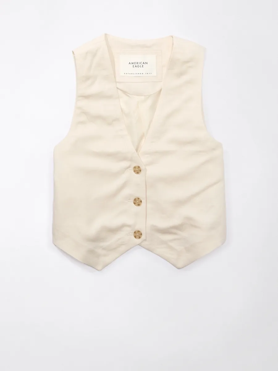 AMERICAN EAGLE WOMEN 3500 LOOSE FIT WAISTCOATS 106 CREAM