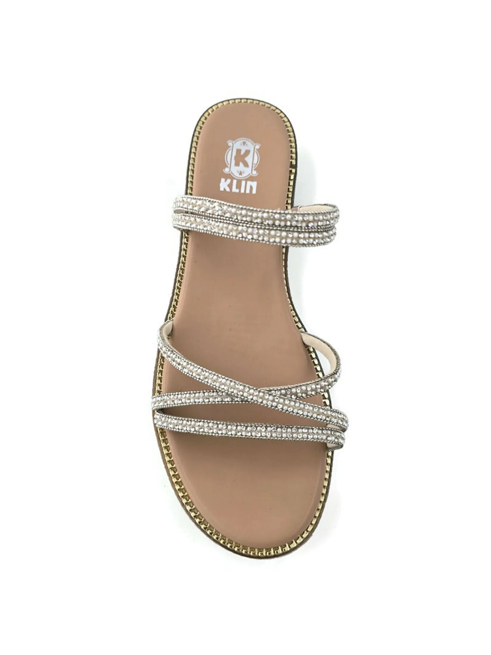 KLIN Woman Sandals, Ankle Strap Sandals Pearl