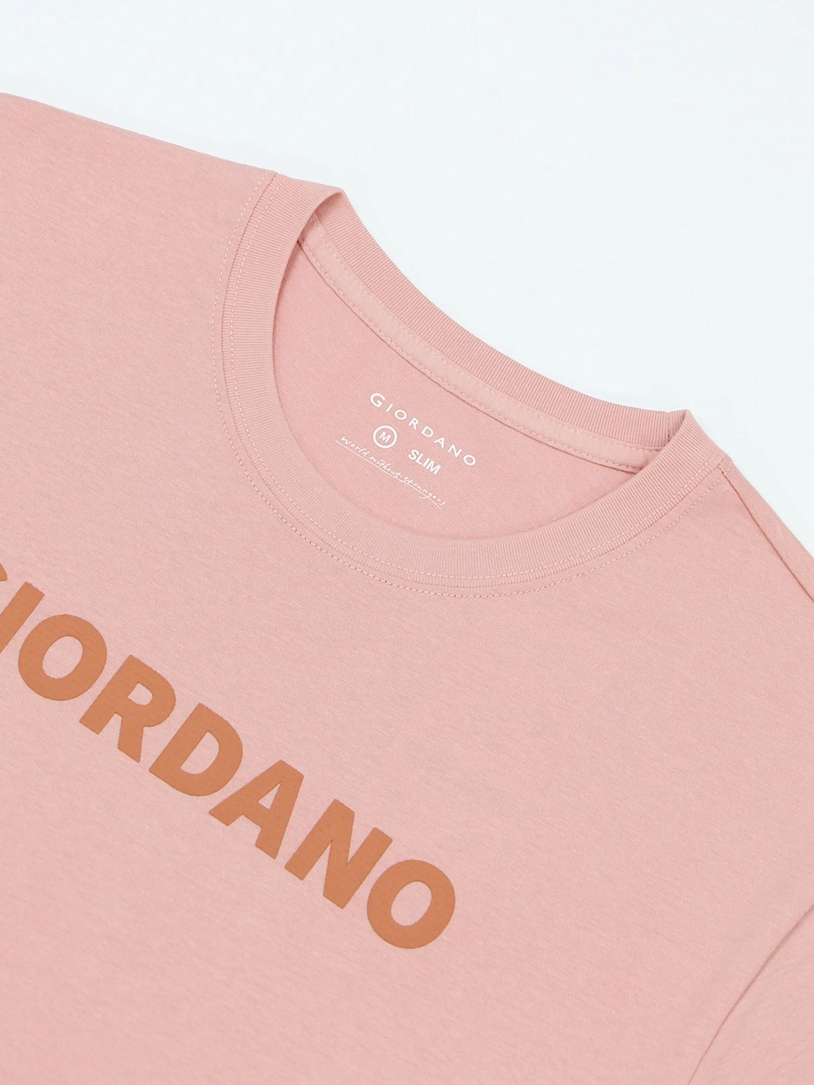 GIORDANO Men's Slim Jersey Printed Tee (Signature) Rose Tan