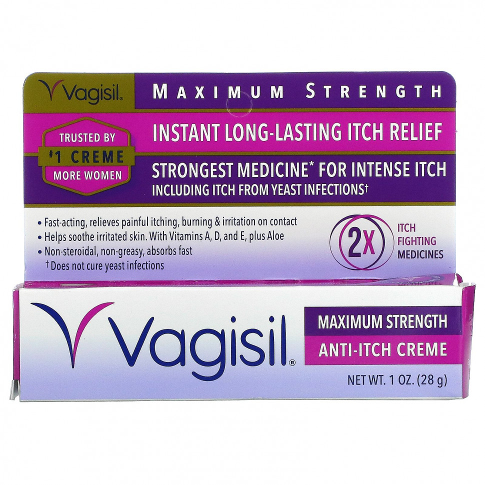 Vagisil, Крем против зуда, максимальная сила действия, 28 г (1 унция) - VGS-00372-Для чувствительной кожи