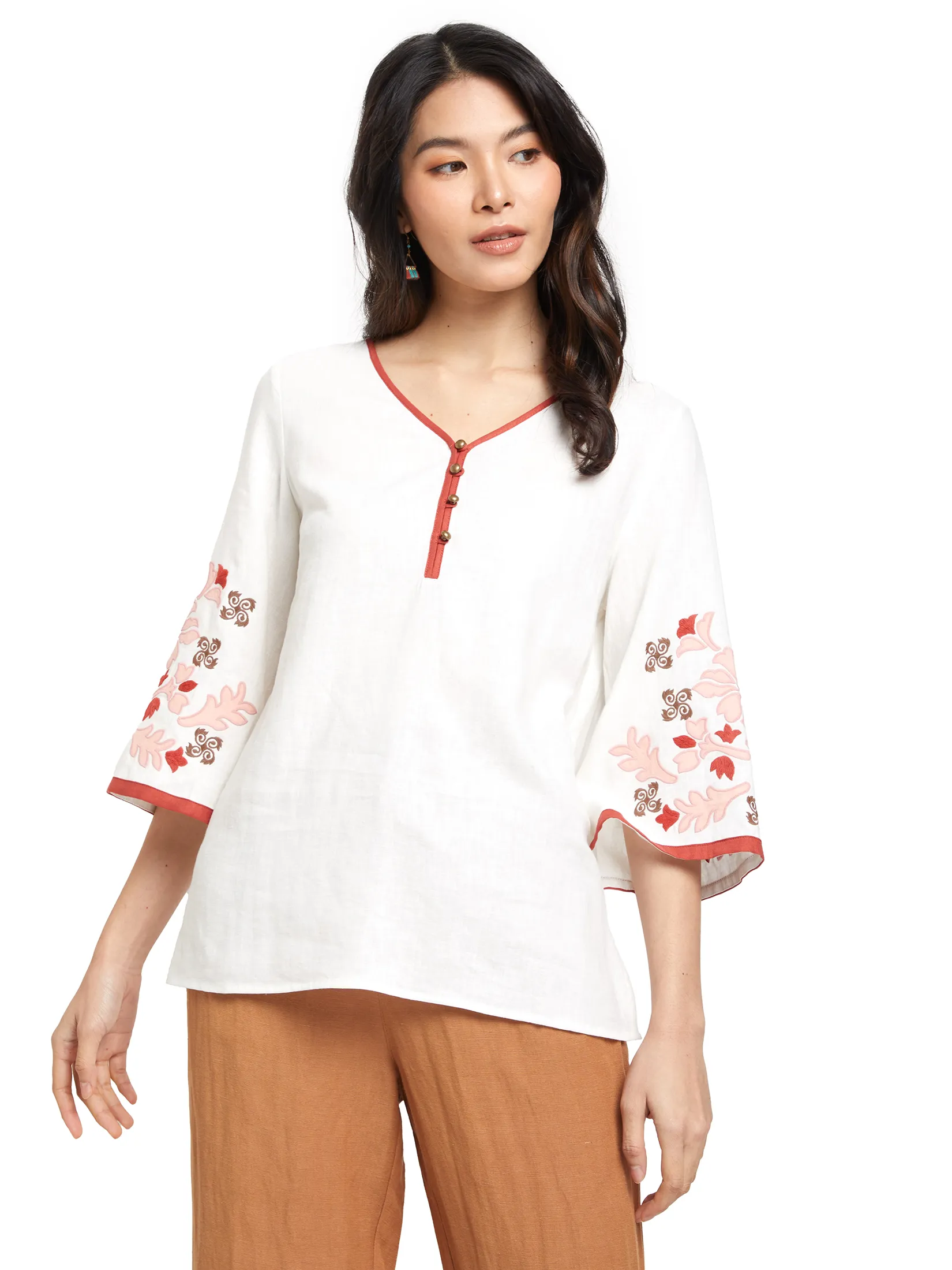 JOURNAL Women Blouse Long Sleeves V-Neck Print