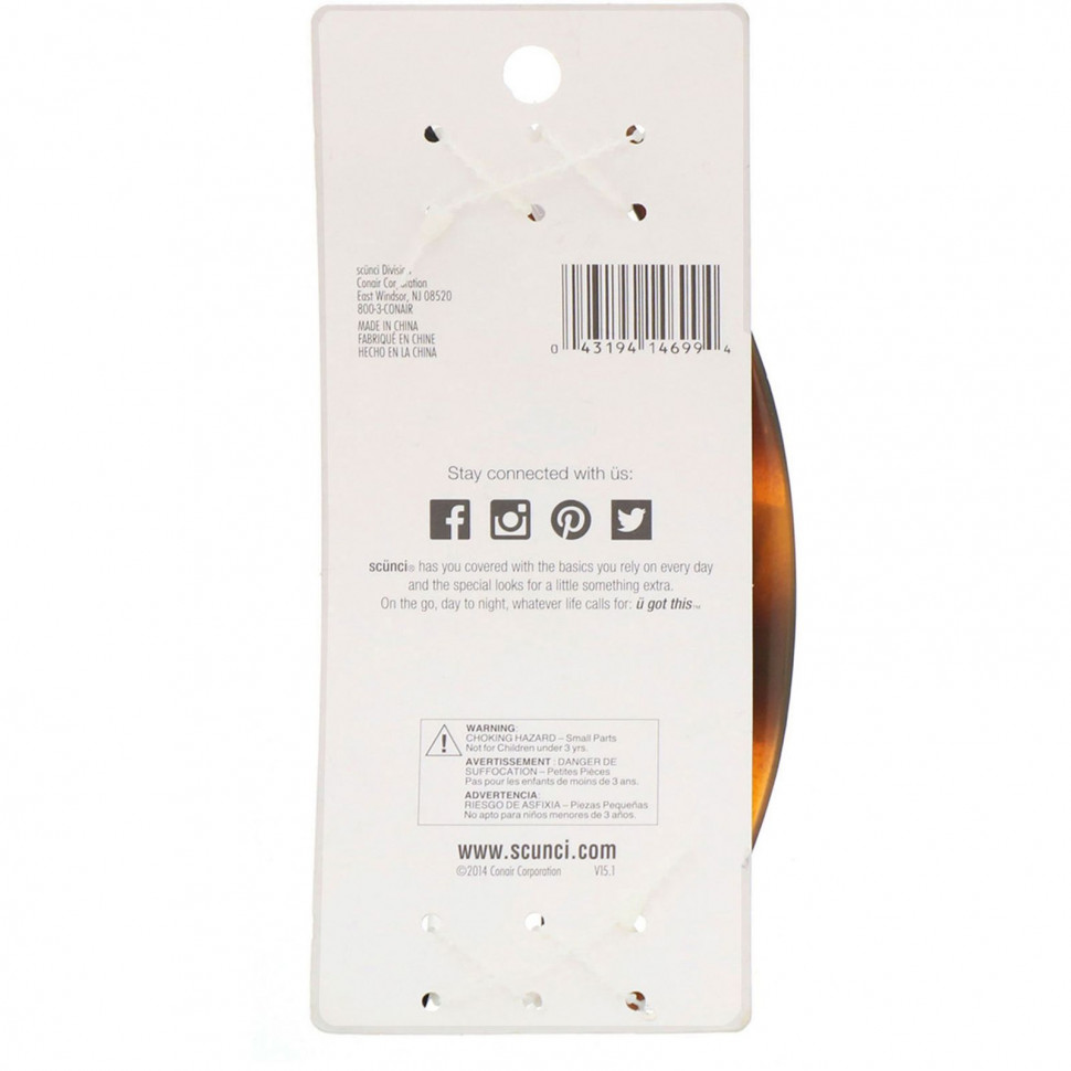 Scunci, Заколки-бананы, разные цвета, 3 штуки