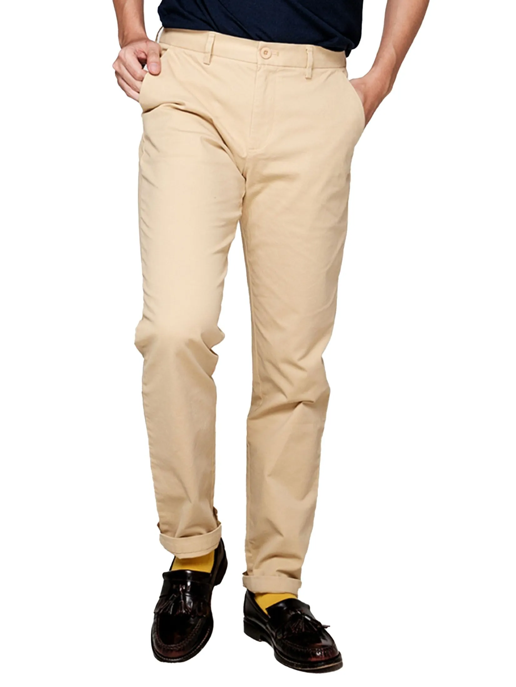 ERA-WON Men's Chino pants skinny Beige