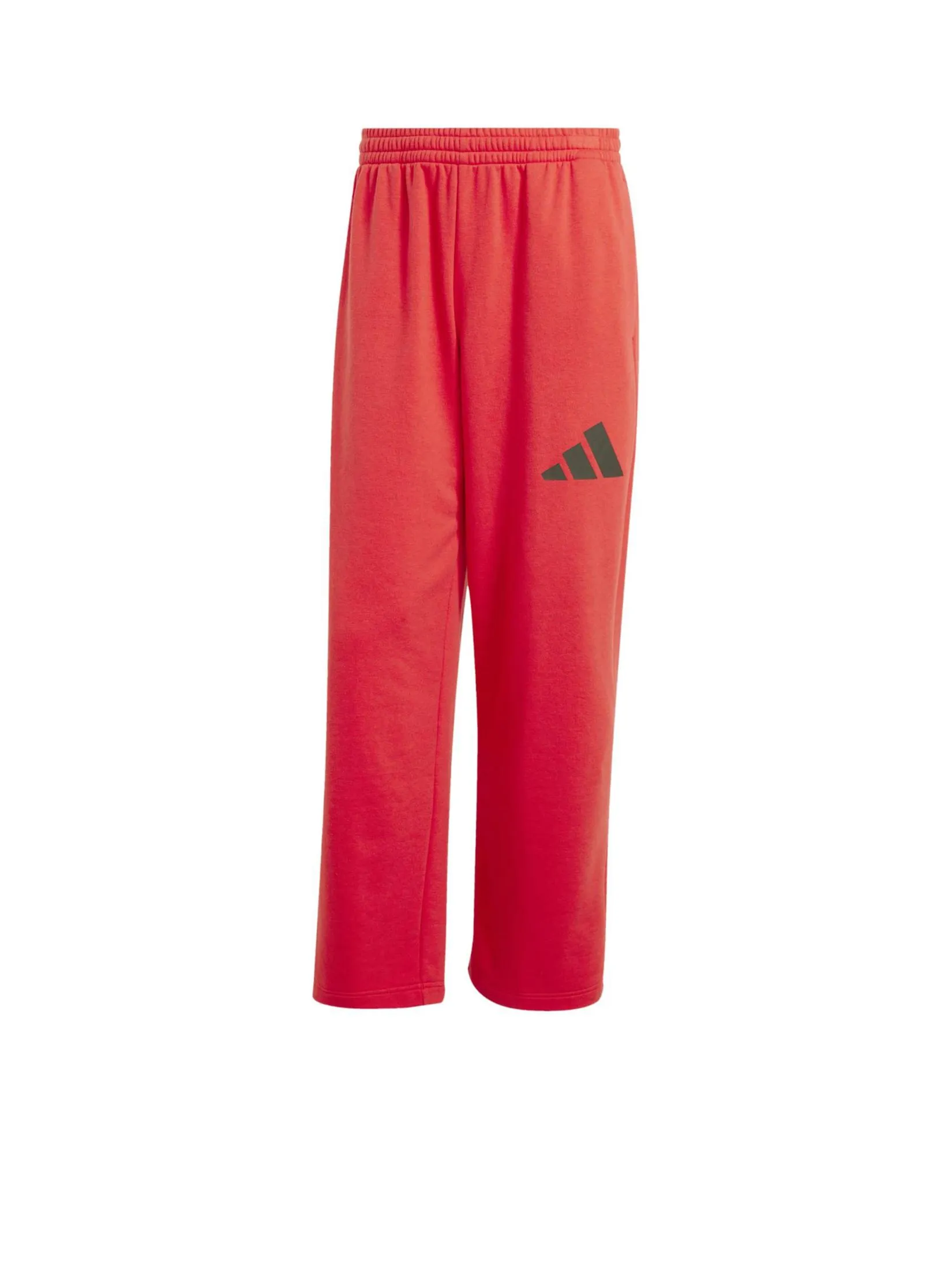 ADIDAS Men Joggers Essentials Wide Leg 3 Bar Logo JF3601 Pure Ruby / Black