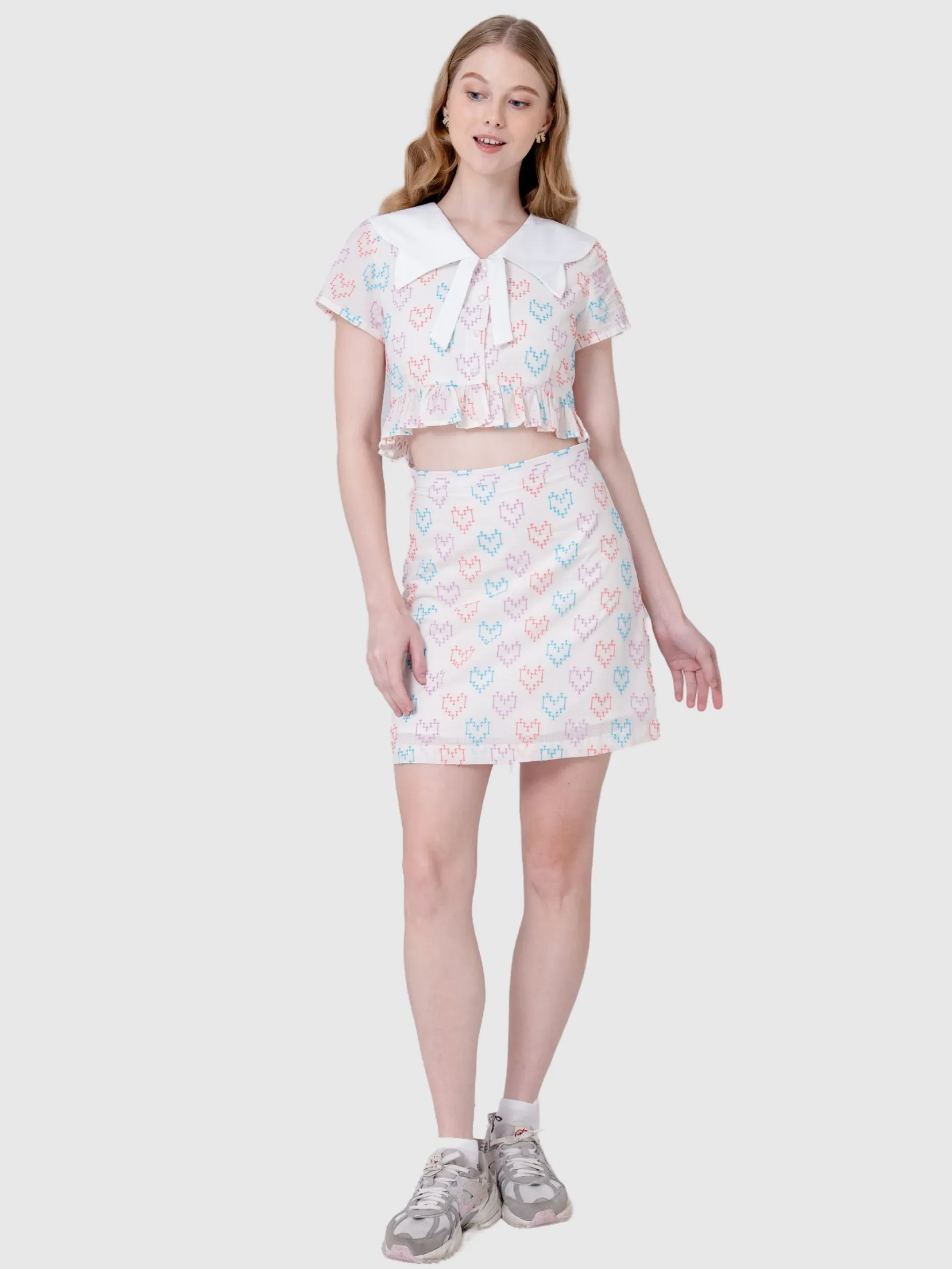 AMILA Women Skirt Short Fancy Lace Cream