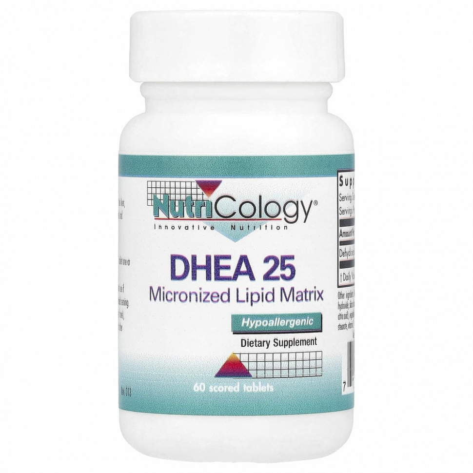 Nutricology, DHEA 25, 60 делимых таблеток