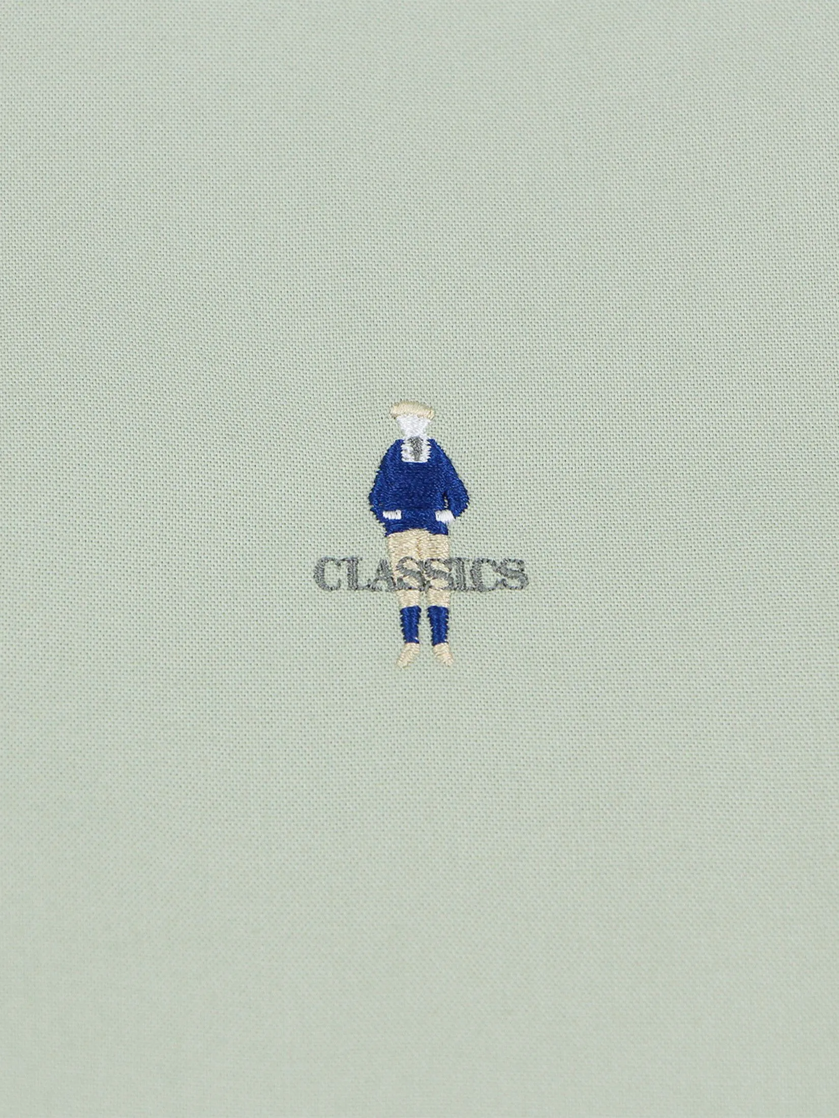 GIORDANO Men's Slim Embroidery Stretch Oxford Shirts (Classic Man) Aqua Gray green