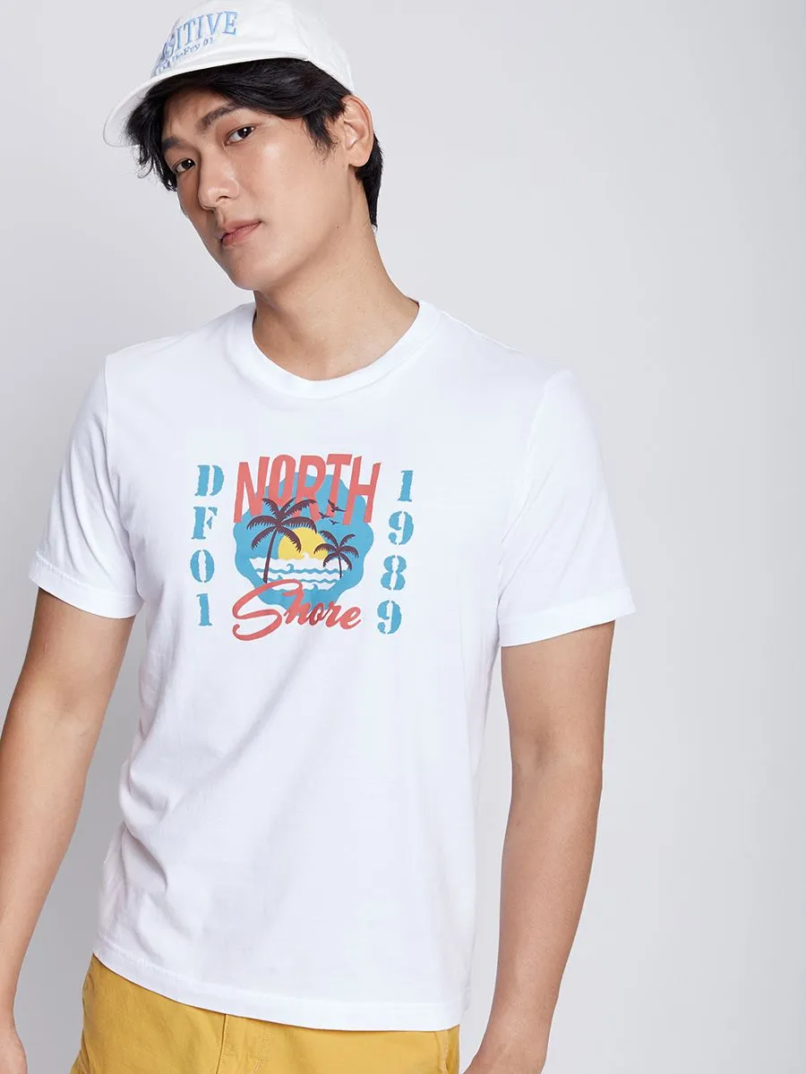 DEFRY 01 Men T-shirt Short Sleeves Crew Neck Printed White