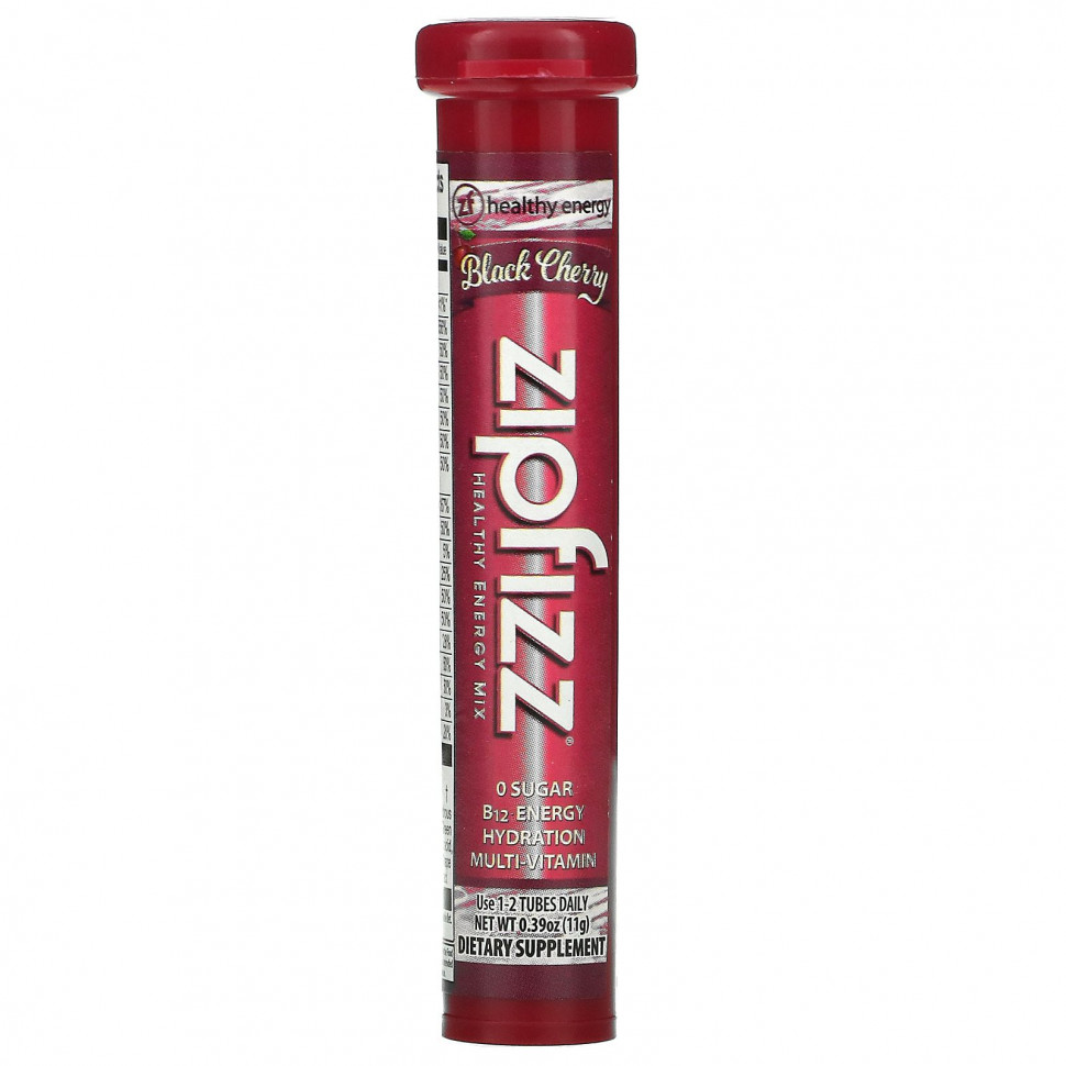 Zipfizz, Healthy Energy Mix With Vitamin B12, Black Cherry, 20 Tubes, 0.39 oz (11 g) Each
