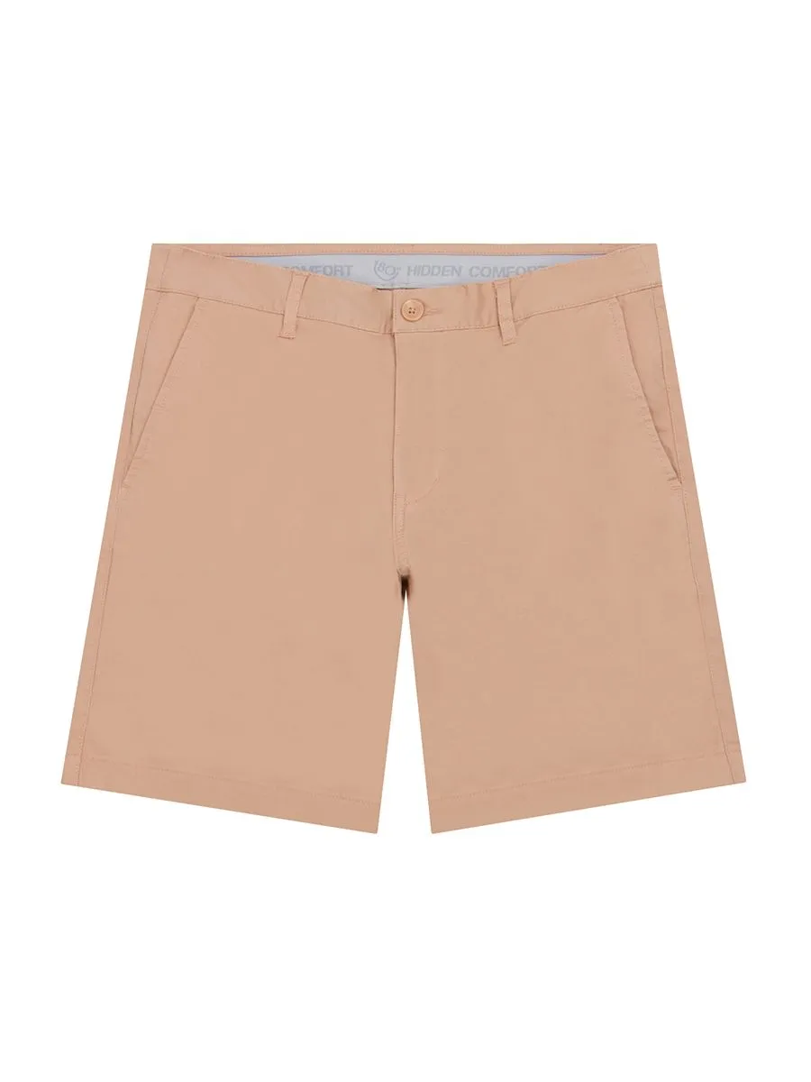 GIORDANO Men's Twill Slim Hidden Comfort Shorts (180° Waistband) Cork Orange