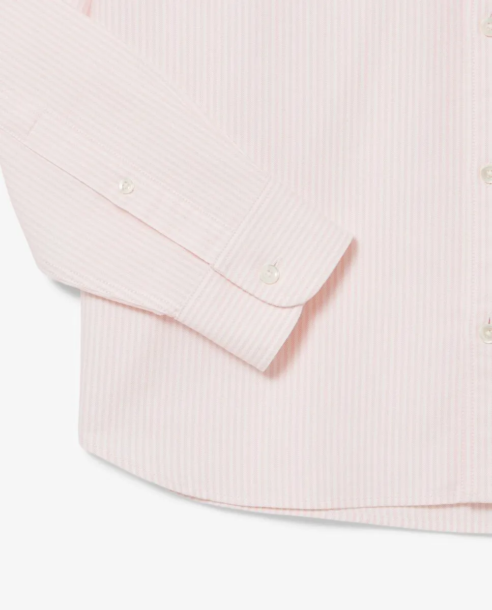 LACOSTE Regular Fit Striped Oxford Shirt Pink