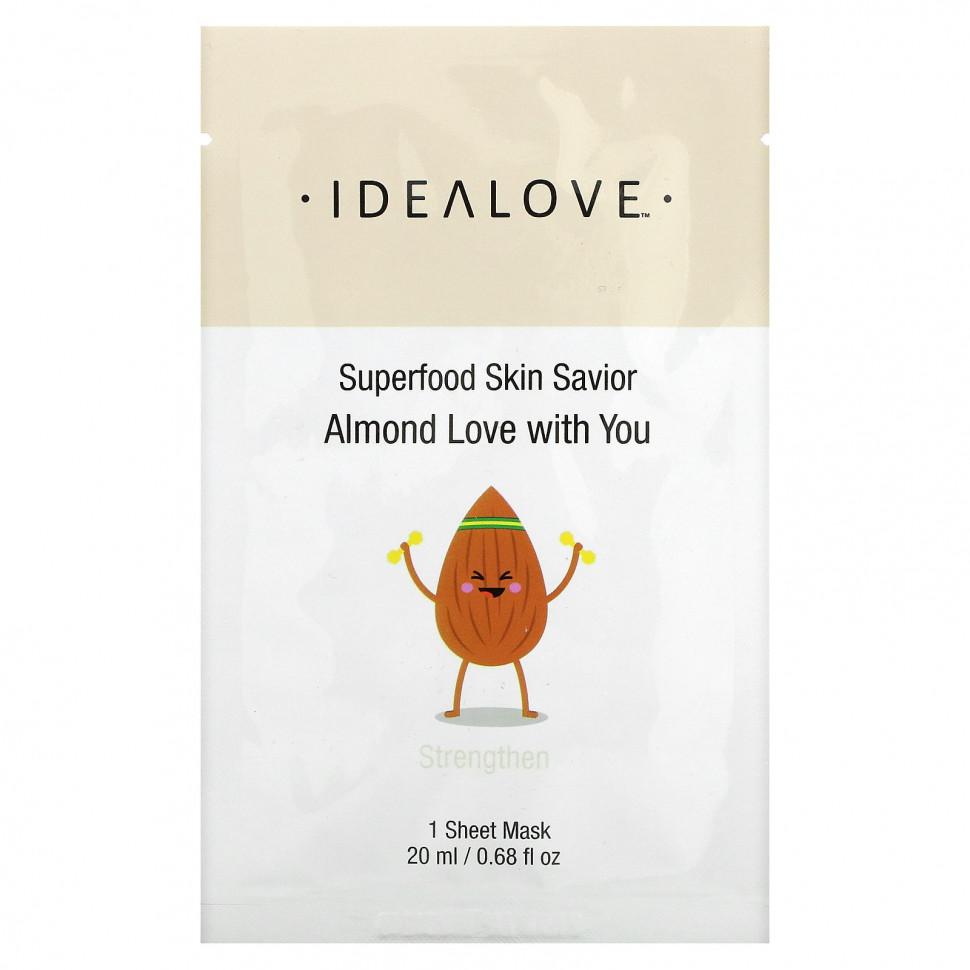 Idealove, Superfood Skin Savior, Almond Love with You, 1 тканевая маска, 20 мл (0,68 жидк. Унции)