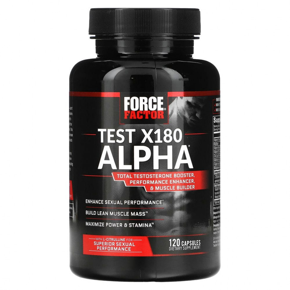 Force Factor, Test X180 Alpha, бустер тестостерона, 120 капсул