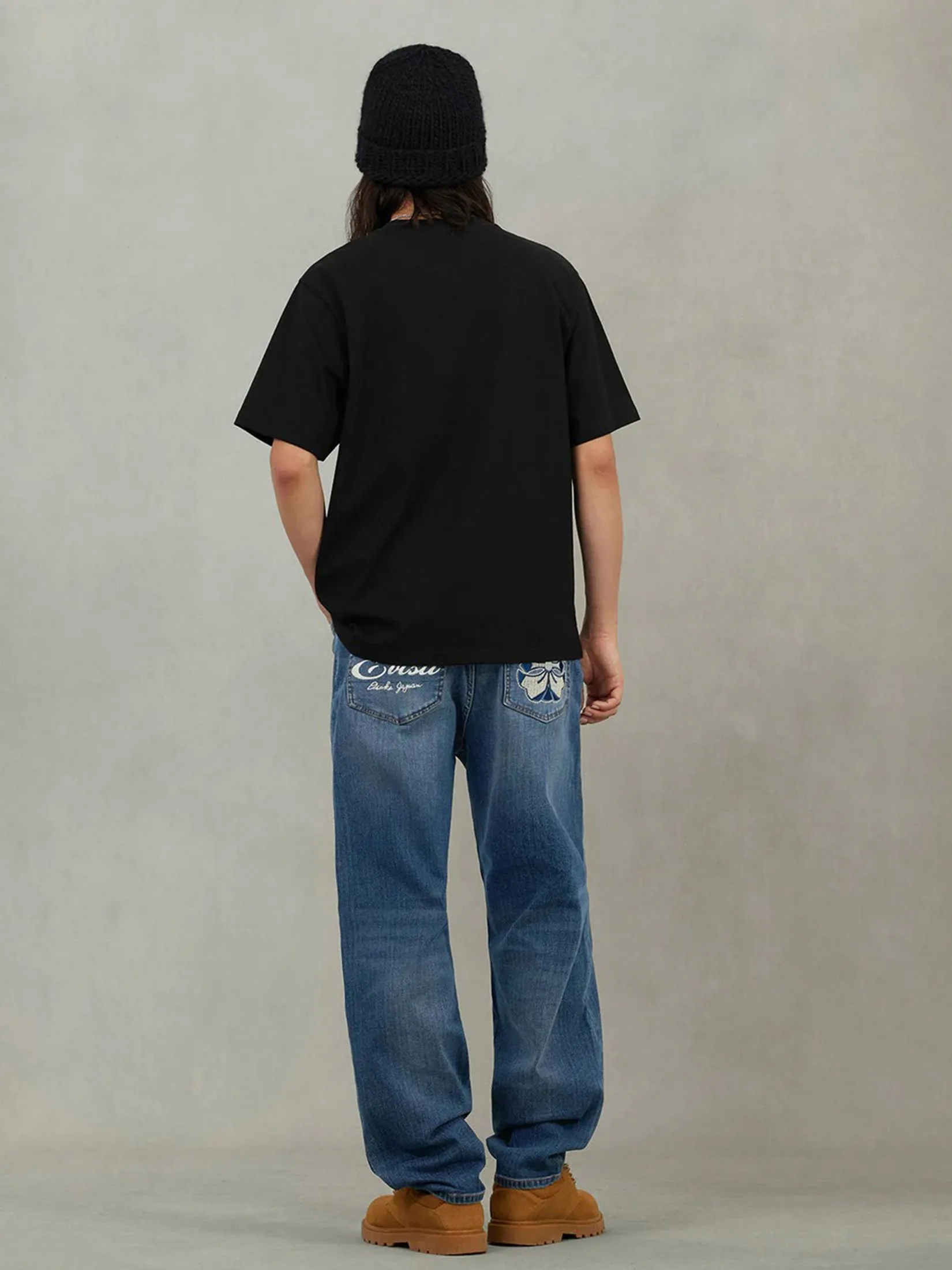 EVISU Men T-Shirt Short Sleeves Brocade Seagull Appliqué Regular Fit