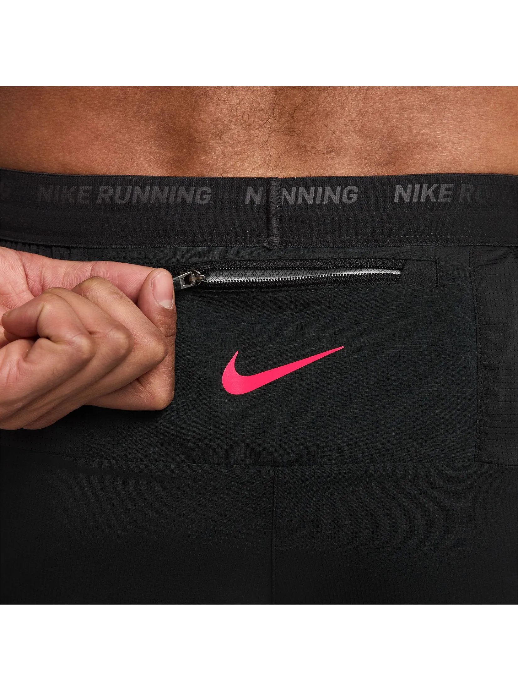 NIKE Men Running Shorts Stride Dri-Fit 5" Brief-Lined HV2133-010 Black/Bright Crimson