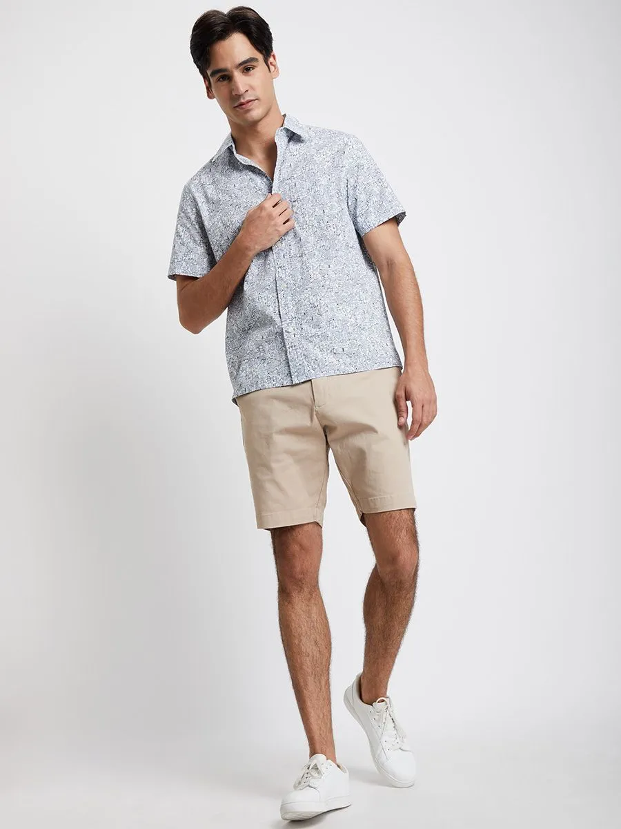 ALUMNUS Men Shirt Short Sleeves with Graphic Printed Off White